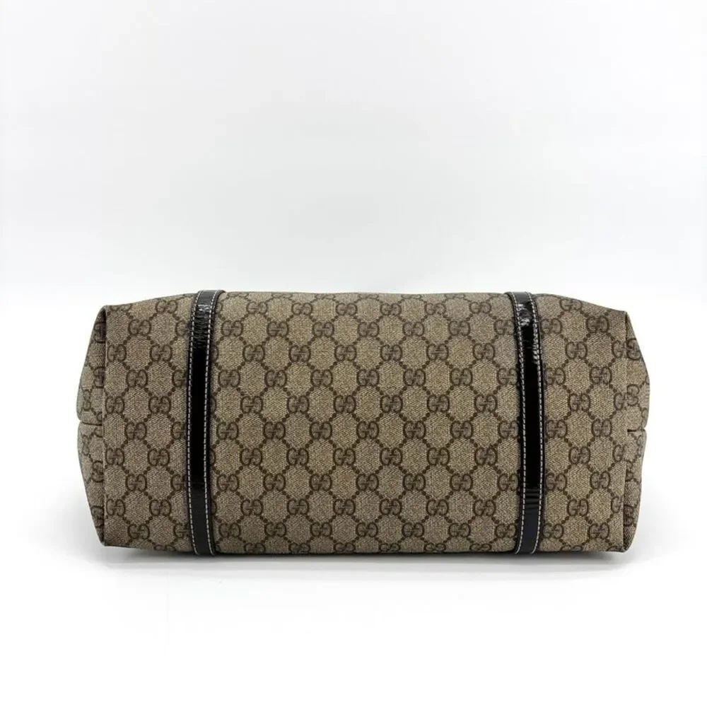 Gucci GG Supreme Joy Enamel Tote Bag Brown Black